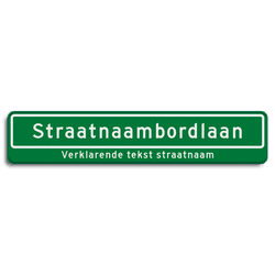 Straatnaambord groen met 18 karakters 1000x200 mm + ondertekst NEN 1772