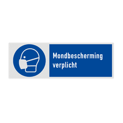 Veiligheidsbord met pictogram en tekst Mondbescherming verplicht