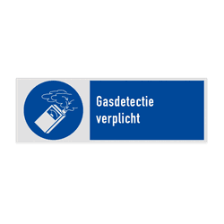 Veiligheidsbord met pictogram en tekst Gasdetectie verplicht