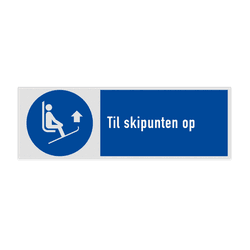 Veiligheidsbord met pictogram en tekst Til skipunten op