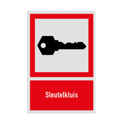 Brand bord Sleutelkluis met tekst