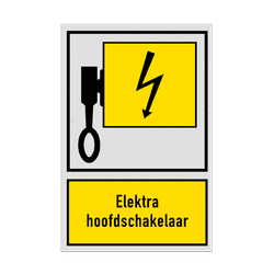 Bord Locatie met pictogram en tekst Elektra hoofdschakelaar