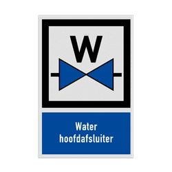 Bord met pictogram en tekst Water hoofdafsluiter