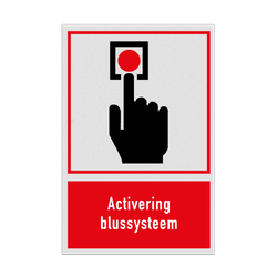 Bord met pictogram en tekst Activering blussysteem