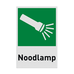 Reddingsmiddelenbord met pictogram en tekst Noodlamp