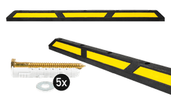 But&eacute;e de parking en plastique recycl&eacute; noir/jaune r&eacute;fl&eacute;chissante &ndash; 1760 mm