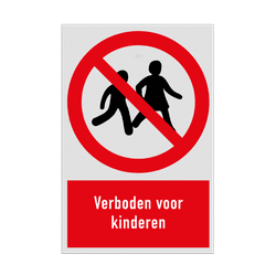 Verbodsbord met pictogram en tekst Verboden voor kinderen