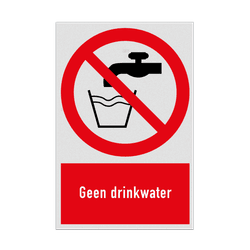 Verbodsbord met pictogram en tekst Geen drinkwater