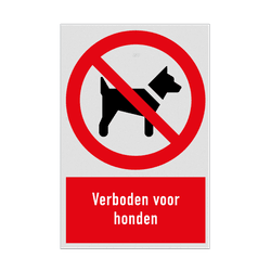 Verbodsbord met pictogram en tekst Verboden voor honden