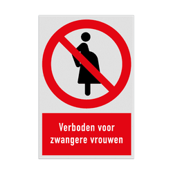 Verbodsbord met pictogram en tekst Verboden voor zwangere vrouwen