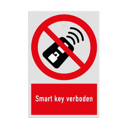 Verbodsbord met pictogram en tekst Smart Key verboden