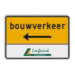 Verkeersbord route bouwverkeer + pijl - met logo