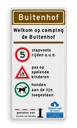 Toegangsbord camping/recreatiepark - informatie regels - reflecterend