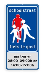 Verkeersbord RVV G15 - schoolstraat met venstertijden