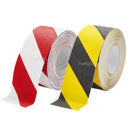 Vloertape geel/zwart of rood/wit anti-slip - rol 18,3 meter
