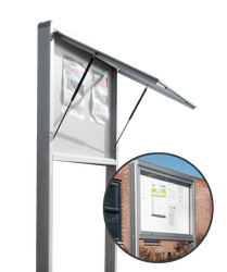 Informatiekast met vitrinebord voor buiten met staanders