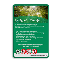 Toegangsbord Landgoed + full colour opdruk