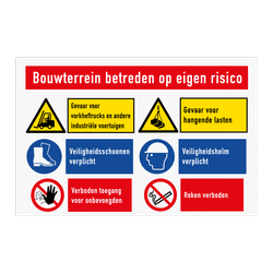 Toegangsbord voor eigen terrein met 6 pictogrammen