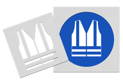 Pochoir gilet de sécurité obligatoire - plusieurs dimensions