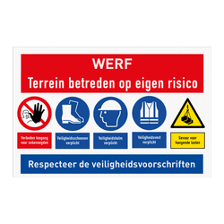 Werfbord met diverse PBM veiligheidsinstructies