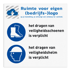 Werfbord met logo + 2 pictogrammen met aanpasbare tekst