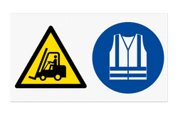 Veiligheidsbord voor magazijn met 2 PBM pictogrammen