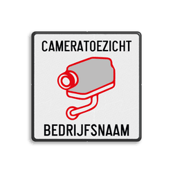 Bord cameratoezicht + bedrijfsnaam - vierkant