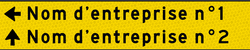 Panneau directionnel d&rsquo;entreprise jaune/noir &ndash; largeur 1000mm - 2 lignes 200mm de haut