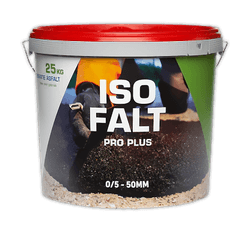 IsoFalt Pro Plus 0/5 asphalte froid 25kg - Réparations d'asphalte jusqu'à 50mm de profondeur
