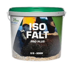 IsoFalt Pro Plus 0/8 asphalte froid 25kg - Réparations d'asphalte jusqu'à 80mm de profondeur