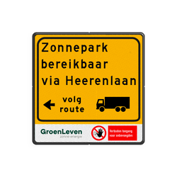 Omleidingsbord volg route met bedrijfslogo - reflecterend