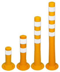 Absperrpfost Kunststoff Flexibel &Oslash;80mm &ndash; Gelb/Wei&szlig;