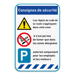 Panneau de sécurité | 3 symboles - texte - bannières
