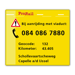 Waarschuwingsbord ProRail - Aanrijding viaduct (afwijkend) - 300x260mm