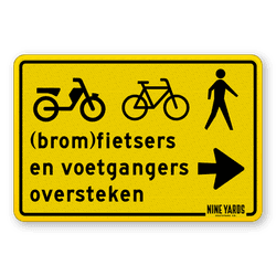 Omleidingsbord - (brom-)fietsers en voetgangers oversteken + logo