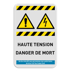 Panneau d'avertissement W001 + W012 - haute tension, danger général !
