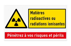 Panneau d'avertissement W003 - Matières radioactives avec bloc de texte