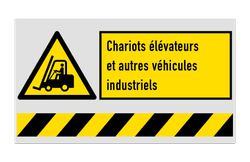 Panneau d'avertissement W014 - Chariots élévateurs + Bloc de texte