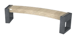 Banc public bicolore sans dossier en plastique recycl&eacute; - Govaplast - mod&egrave;le Canvas (30 degr&eacute;s)