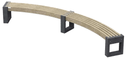 Banc public bicolore sans dossier en plastique recycl&eacute; - Govaplast - mod&egrave;le Canvas Arc