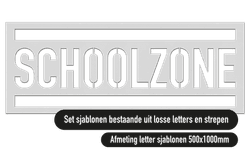 Wegmarkering sjabloon PVC (5mm) - hoogte 100cm - Mallen set SCHOOLZONE + strepen