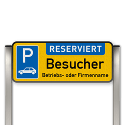 Parkplatzschild mit zwei Aluminium Pfosten Pictogram: RESERVIERT Besucher