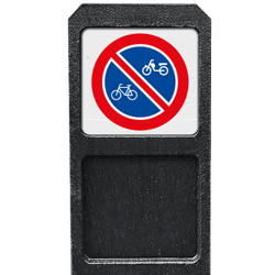 Bermpaal met bordje verboden (brom)fietsen plaatsen - reflecterend
