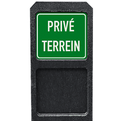 Bermpaal met priveterrein bordje groen/wit - reflecterend
