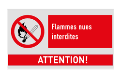 Panneau d'interdiction - P003 - Interdiction de fumer et de faire du feu + texte