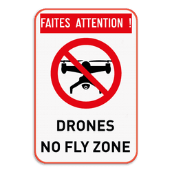 Panneau d'interdiction - Drones no fly zone