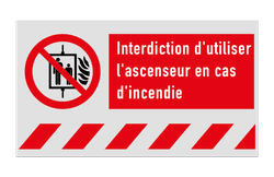 Panneau d'incendie - P020 - Interdiction d'utiliser l'ascenseur en cas d'incendie