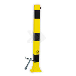 Poteau Anti-Stationnement Rabattable 70x70mm Jaune/Noir avec Montage au Sol