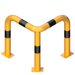 Arceau d&rsquo;angle 90&deg; en acier &Oslash; 76 mm &ndash; Jaune/noir et plusieurs dimensions