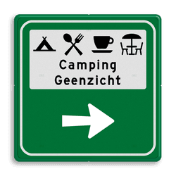 Informatiebord sanitairgebouw en afvalplaats + pijl - reflecterend